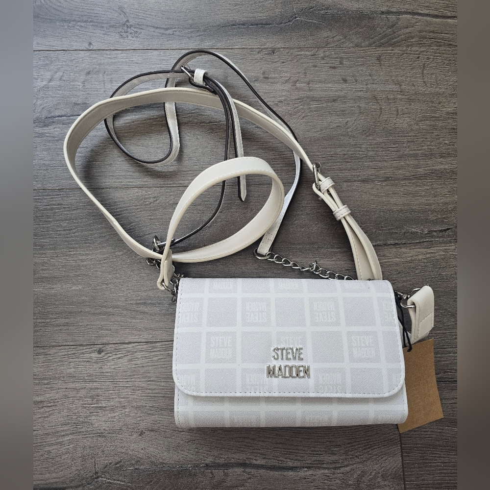 Steve Madden Blynn White Grey Shoulder Crossbody NWT